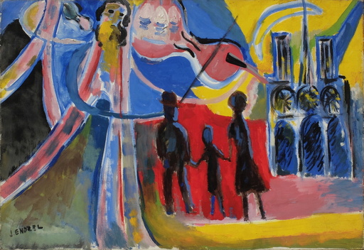 Jacques ENDZEL - Pittura - Le peintre à la Tour Eiffel
