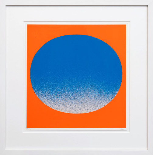 Rupprecht GEIGER - Print-Multiple - Blauer Kreis auf Leuchtrot-Orange 