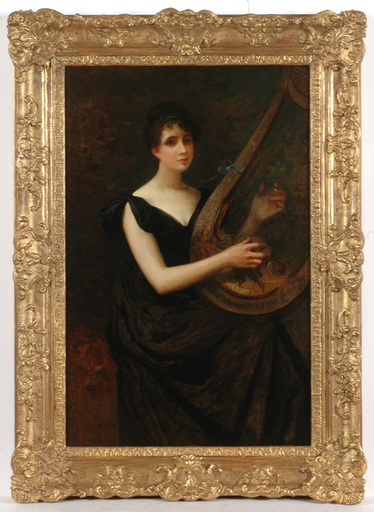 Edward Percy MORAN - Peinture - Percy Moran (1862-1935) "Lute player" oil on canvas, ca.1900