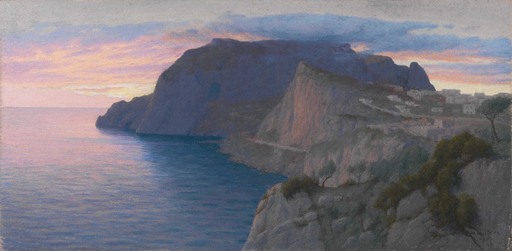 Willem WELTERS - Disegno Acquarello - Capri, Veduta di Monte Solaro