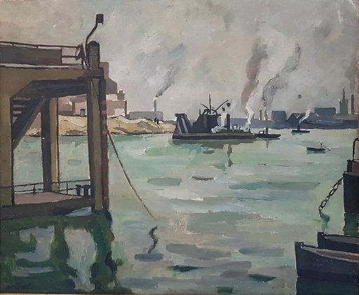 Louis Robert ANTRAL - 绘画 - le port de Nantes