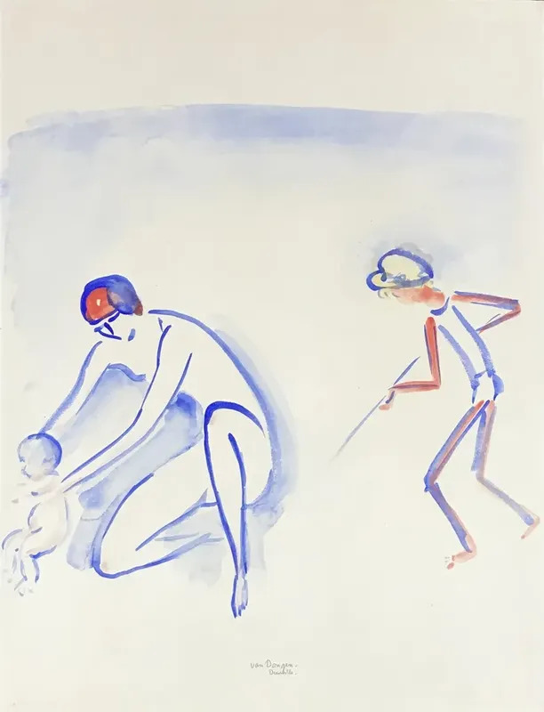 Get Wallpaper Scene De Plage Deauville Mere Et Enfants By Kees Van Dongen Desktop Wallpaper Free