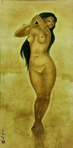 李曼峰 - 绘画 - Standing Nude (Telanjang Berdiri), by Lee Man Fong