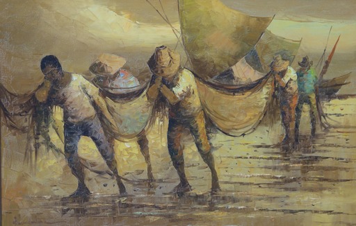 Alfredo BUENAVENTURA - Painting - FISHERMEN