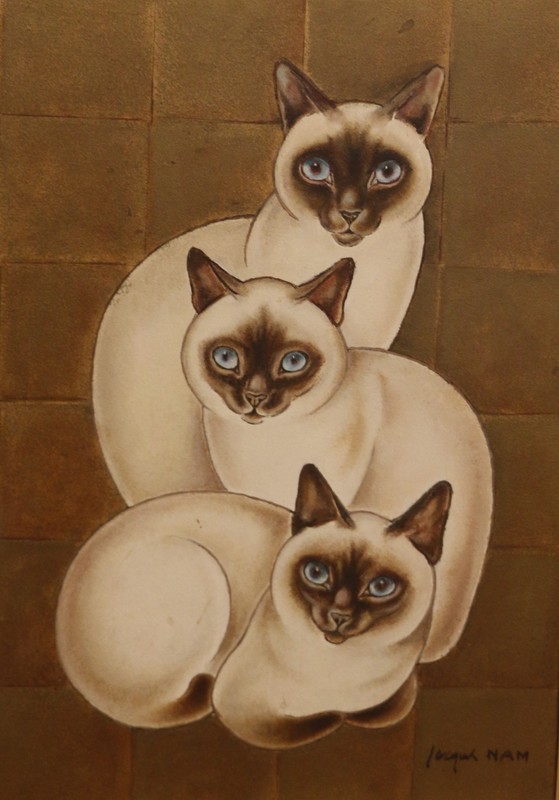 Jacques NAM - Pintura - Trois chats siamois