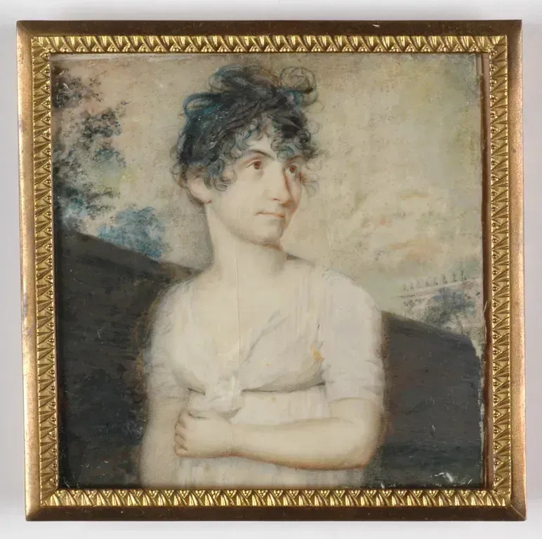 Portrait Of A Young Lady Miniature On Ivory 1800 1805 By