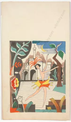Boris DEUTSCH - Dessin-Aquarelle - "Eastern danceuse", watercolor, 1940s