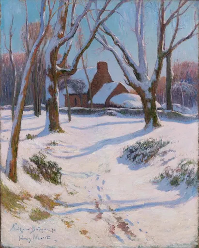 Henry MORET - Painting - Neige en Bretagne