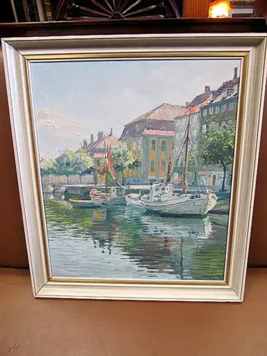 Robert PANITZSCH - Gemälde - Kanalparti Christianshavn / Kopenhagen