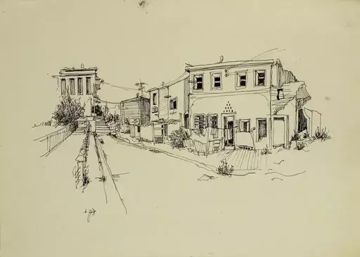 Yaacov ELCHANANI - Drawing-Watercolor - Corner in Jaffa
