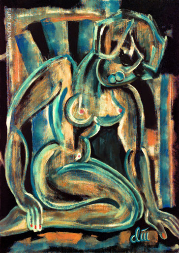 Jacqueline DITT - Painting - Die Frau in Blau (The Woman in Blue)