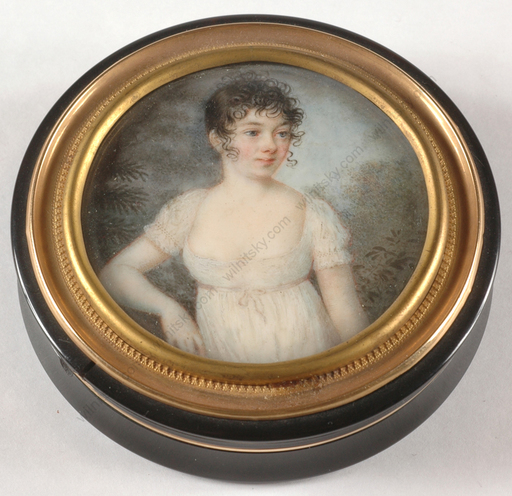 Pierre Louis BOUVIER - Miniatura - Pierre-Loius Bouvier-Attrib. "Round box with miniature portr
