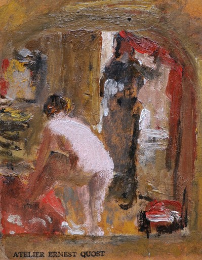 Ernest QUOST - Pintura - Nu dans un intérieur
