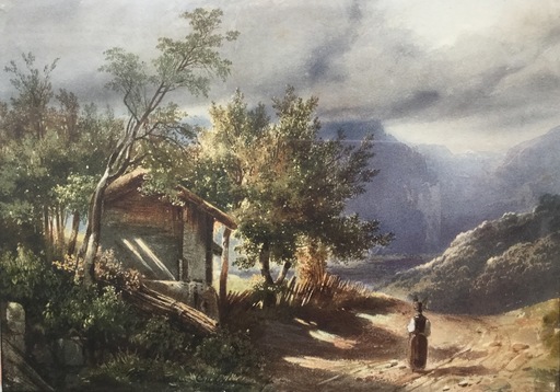 Alexandre CALAME - Drawing-Watercolor - Genève campagne