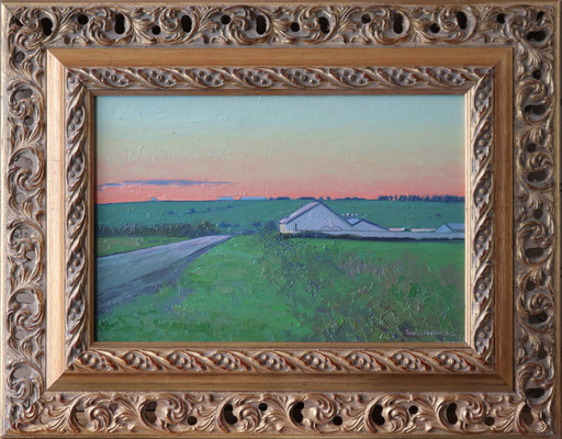 Simon L. KOZHIN - Painting - Sunset on the farm