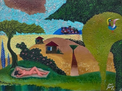 Yohanan SIMON - Painting - “Day-dream” Kibutz scene