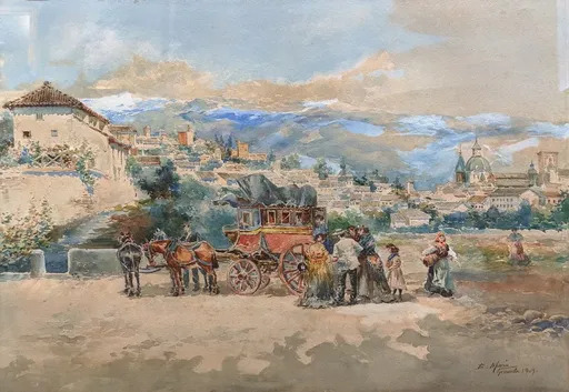 Enrique MARÍN HIGUERO - Zeichnung Aquarell - Vista de la ciudad