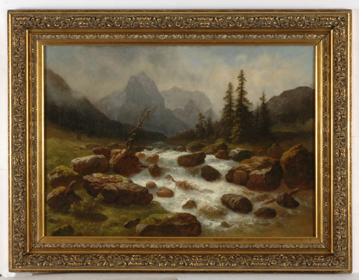Gustav HAUSMANN - Peinture - "View of Wetterhorn in Switzerland", Oil on Canvas