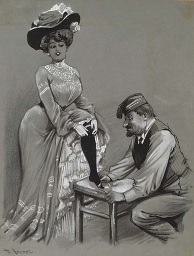 Theodor ZASCHE - Drawing-Watercolor - "Shoemaker" by Theodor Zasche, ca 1900 