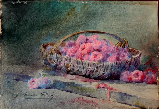 Blanche ODIN - Drawing-Watercolor - "LE PANIER DE FRAMBOISES"
