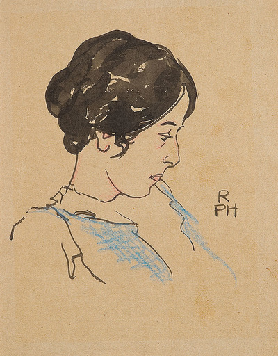 Robert PHILIPPI - Drawing-Watercolor - Damenporträt