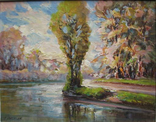 Glenn Franklin BASTIAN - Pintura - At the Bend of the River