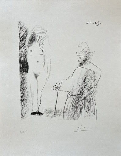 Pablo PICASSO - Print-Multiple - Femme nue et homme a la Canne