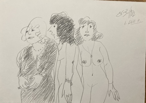 Antonio LAGO RIVERA - Drawing-Watercolor - “ dos desnudos y mujer@