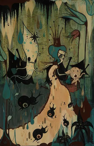 Camille Rose GARCIA - Painting - Squidley's Escape