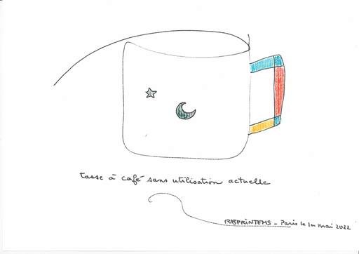 Reine BUD-PRINTEMS - Drawing-Watercolor - "Tasse à café sans utilisation actuelle"