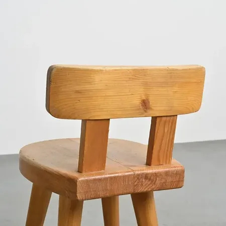 Pair of solid pine stools by Christian Durupt, Meribel 1960 at 1stDibs