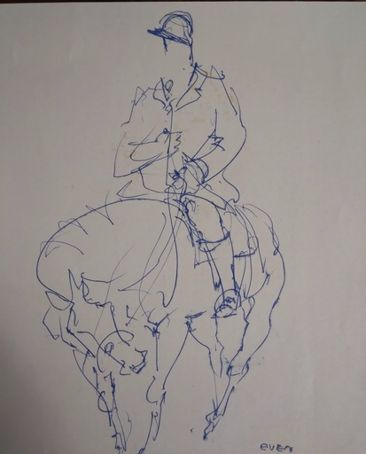 Jean EVEN - Drawing-Watercolor - Le cavalier