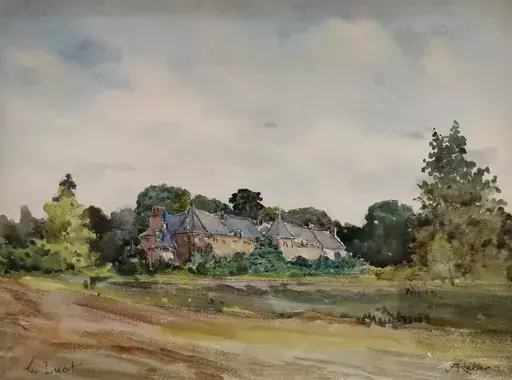 Alfred KELLER - Drawing-Watercolor - Le Luat - Chateau - Val d'Oise(KP16)