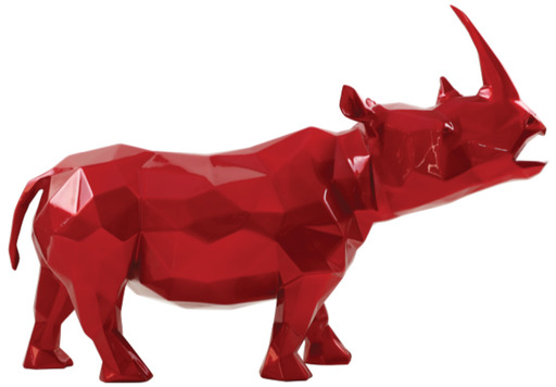 Richard ORLINSKI - Sculpture-Volume - Rhinocéros - Rouge Flamme