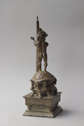 Ivan THEIMER - Skulptur Volumen - Enfant à l'obélisque, marchant sur deux tortues