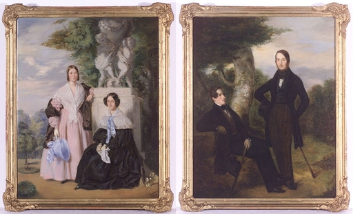 Charles Edouard BOUTIBONNE - 绘画 - "Two Family Portraits", 1838, Oil paintings