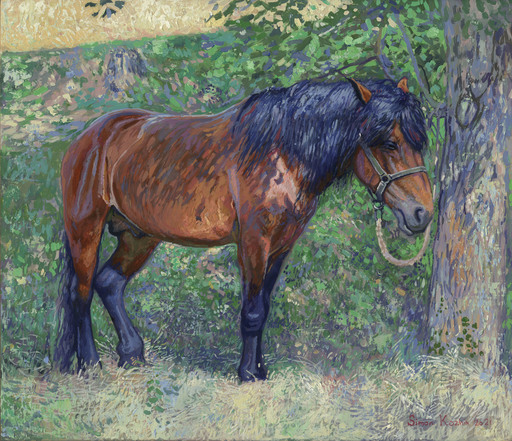 Simon L. KOZHIN - Peinture - Horse in the shade of trees