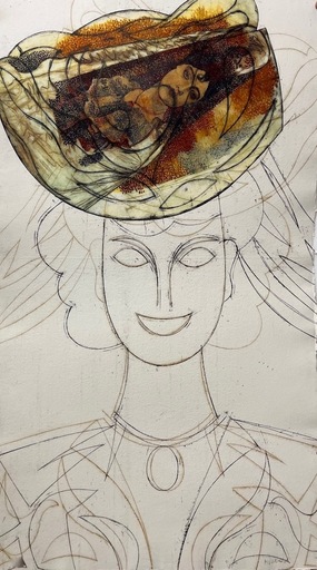 Manolo VALDÉS - Grabado - Mujer con sombrero IV