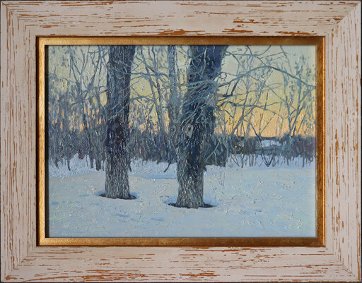 Simon L. KOZHIN - Painting - Sunset in Stupino. February