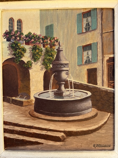 Robert LEMONNIER - Gemälde - Fontaine de Saint Paul de Vence