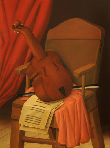 Fernando BOTERO - Painting - Violin on chair
