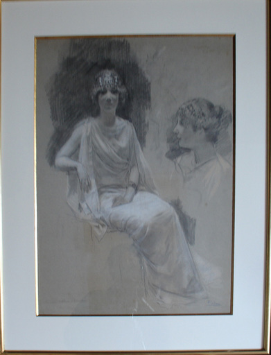 Ulpiano CHECA Y SANZ - Drawing-Watercolor - Madame d'Escrivan portant une tunique