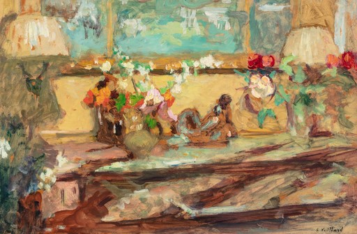 Jean Édouard VUILLARD - Painting - Fleurs sur une console