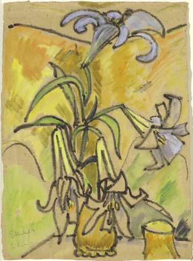 Erich HECKEL - Painting - Lilien