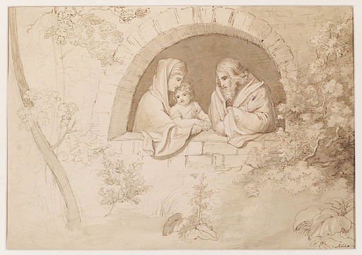 Gottlieb SCHICK - Disegno Acquarello - Holy Family, Drawing,early 19th Century