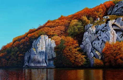 Dietrich MORAVEC - Painting - Autumn on the Rocks