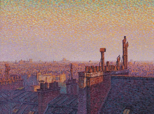 Gustave CARIOT - 绘画 - Les toits de Paris, coucher de soleil