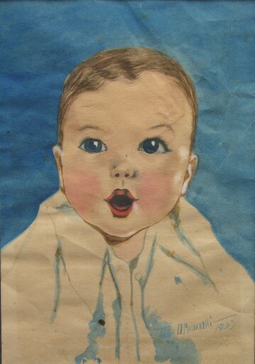 Giuseppe MALDARELLI - Zeichnung Aquarell - Baby's portrait 