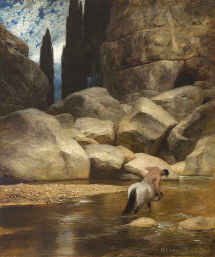 Ferdinand KELLER - Gemälde - Zentaur an einem Bachlauf