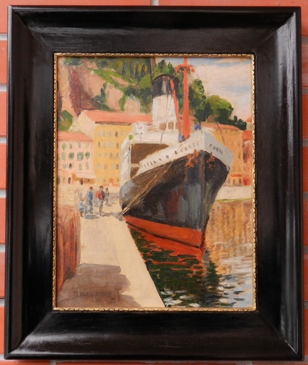 Tivadar Josef MOUSSON - Painting - At the port 